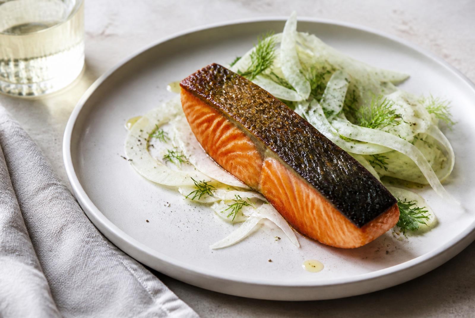 Crisp Skin Salmon with Shaved Fennel